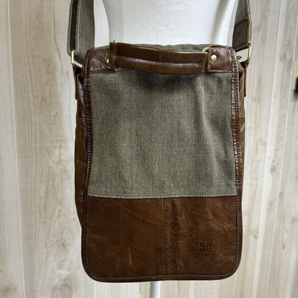 Carraig Donn Ireland Leather /Canvas Front Flap Messenger Shoulder Crossbody Bag - Picture 2 of 15
